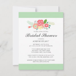 シンプル フラワー & ストライプ  ブライダルシャワー 招待状