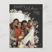 シンプル フラワー ハッピー ホリデー 1 家族 フォト シーズンポストカード (正面)