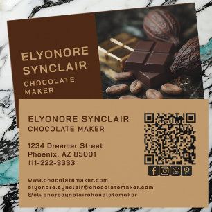 シンプル ブラウン チョコレート メーカー フォト ソーシャル QR コード 名刺