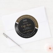 シンプル ブラウン ブラック ウェーブ シルバー ロゴ 商品ラベル ラウンドシール (封筒)