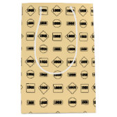 シンプル ブラウン ブラック リピート プロモーション ロゴ パターン ミディアムペーパーバッグ (正面)