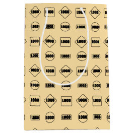 シンプル ブラウン ブラック リピート プロモーション ロゴ パターン ミディアムペーパーバッグ