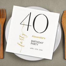 シンプル ブラック＆ホワイト ゴールド 40歳の誕生日