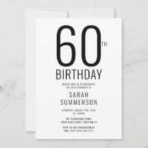シンプル ブラック ホワイト 60歳の誕生日パーティー