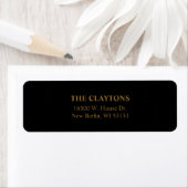 シンプル ブラック リターンアドレス ラベル (インサイチュ)