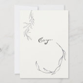 シンプル ブラック リーフ スクリプト バーチャル ウェディング 招待状 (裏面)