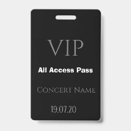 シンプル ブラック VIP オールアクセスパス コンサート バッジ