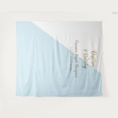 シンプル ブルー ゴールド ベイビーボーイ 洗礼 誕生日 タペストリー (正面(横))