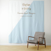 シンプル ブルー ゴールド ベイビーボーイ 洗礼 誕生日 タペストリー (インサイチュ)