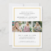 シンプル ブルー 卒業写真 卒業 招待状 (裏面)