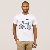 シンプル ブルー 自転車 レトロ 自転車 Tシャツ (正面フル)