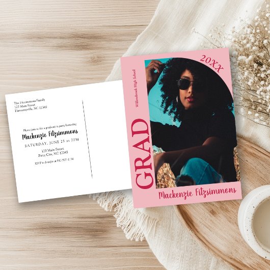 シンプル プレピー フォト 卒業おめでとう ポストカード