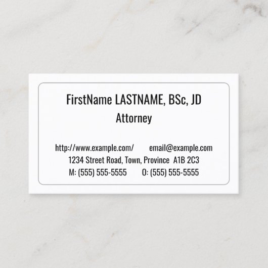 シンプル、プレーンおよびベーシック・ビジネス・カード 名刺 (正面)