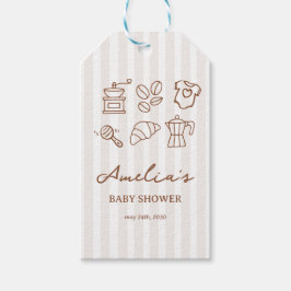 シンプル ベイビーイズブリューイング ドゥードルコーヒー ベイビーシャワー ギフトタグ