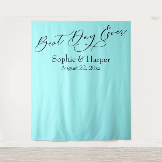 シンプル ベスト デイ エバー 水色 フォト バックドロップ タペストリー (正面)