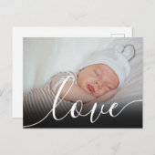 シンプル ベビー フォト スクリプト 誕生のお知らせ ポストカード (正面/裏面)