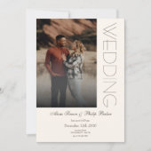シンプル ベージュ フォト ウェディング 招待状 (正面)