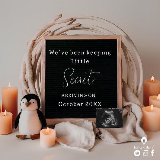 シンプル&ペエレガントンギン妊娠の発表 招待状