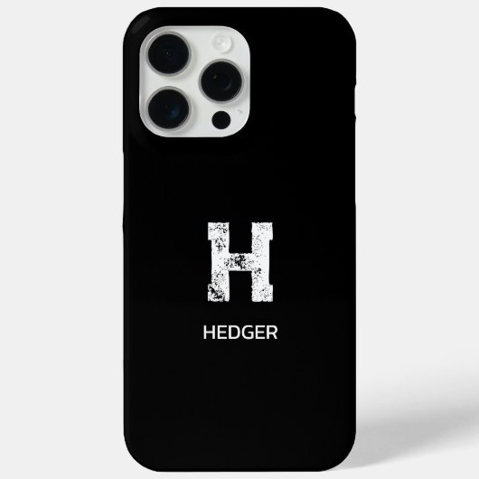 シンプル ホワイト モノグラム ブラック ワン レター ネーム Case-Mate iPhoneケース (裏面)