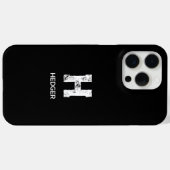 シンプル ホワイト モノグラム ブラック ワン レター ネーム Case-Mate iPhoneケース (裏面 (横))