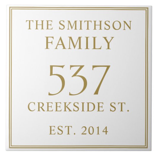 シンプル ホワイト 創立日 住所 プレート タイル (正面)