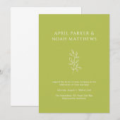 シンプル ボタニカル タイポグラフィ チャートルーズ グリーン 招待状 (正面/裏面)