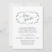 シンプル ボタニカル ネイビー ベイビー スプリンクル 招待状 (正面)