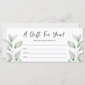 シンプル ボタニカル リーフ ギフト券 (正面)