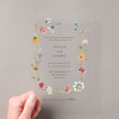 シンプル ボヘミアン 野の花のリース 結婚式 アクリル招待状 (インサイチュ (ポータブル))