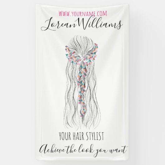 シンプル ボーホー ウェディング ヘア スタイリスト ロマンチック フラワー 横断幕 (縦)