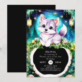 シンプル ボーホー チャーミング オオカミ バースデー 招待状 (正面/裏面)