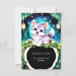 シンプル ボーホー チャーミング オブ ウルフ バースデー サンキューカード