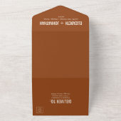 シンプル ボーホー テラコッタ タイポグラフィー ウェディング オールインワン招待状 (外側)