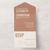 シンプル ボーホー テラコッタ タイポグラフィー ウェディング オールインワン招待状 (内側)