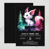 シンプル ボーホー ネコの誕生日 招待状 (正面/裏面)