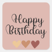 シンプル ボーホー ハッピー バースデー スクエアシール (正面)