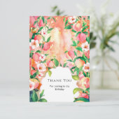 シンプル ボーホー ピーチ バースデー サンキューカード (スタンド正面)