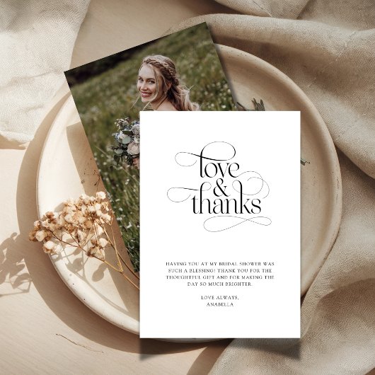 シンプル ボーホー ブライダルシャワー フォト サンキューカード