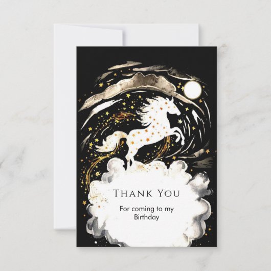 シンプル ボーホー ホース バースデー サンキューカード (正面)