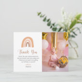シンプル ボーホー レインボー キッズ バースデー サンクスカード サンキューカード (スタンド正面)