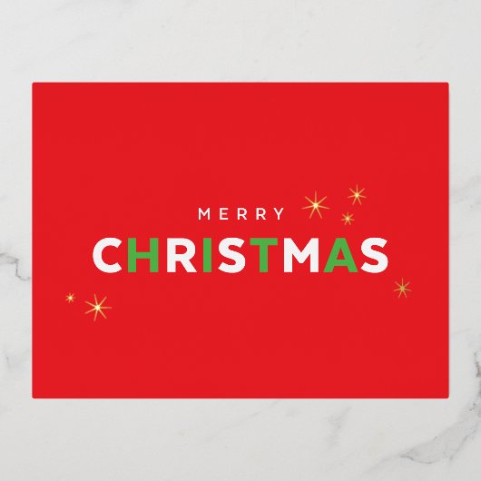 シンプル・ボールド箔押しクリスマスカード 箔シーズンポストカード (正面)