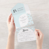 シンプル ボールド ヴィンテージアクア オールインワン招待状 (貼ってはがせる)