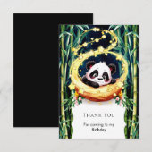 シンプル マジカル ウォーターカラー パンダ バースデー サンキューカード (正面/裏面)