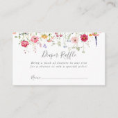 シンプル マルチカラー ワイルドフラワー おむつくじチケット エンクロージャーカード (正面)