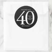 シンプル、ミオデルンブラック&ホワイト40歳の誕生日パーティー ラウンドシール (バッグ)