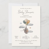 シンプル&ミニマエレガントリストベビーソワーエレファント 招待状 (正面)