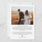 シンプル・ミニマリストな写真の結婚式サンクスカード 招待状 (裏面)