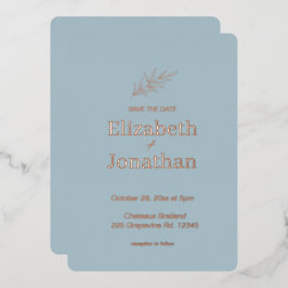シンプル ミニマリストの葉のウェディング セーブ・ザ・デート 箔招待状