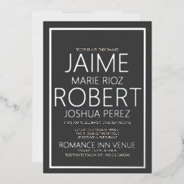 シンプル&ミニマリスト炭グレー結婚ズ 箔招待状