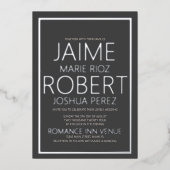 シンプル&ミニマリスト炭グレー結婚ズ 箔招待状 (正面)